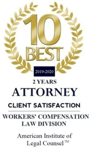10 Best 2019-2020 2 Years Attorney Client Satisfaction | Workers' Compensation Law Division | American Institute of Personal Injury Attorneys